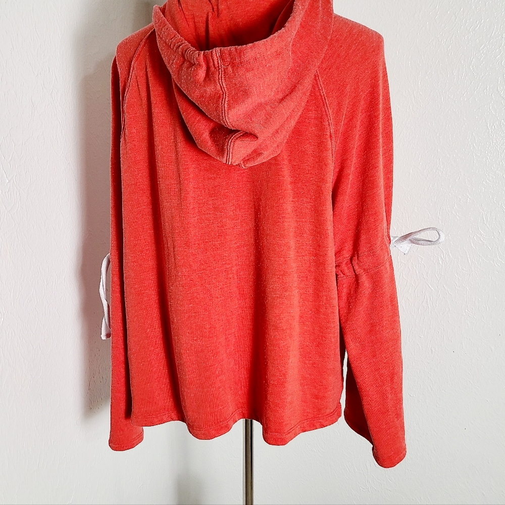 Betsey Johnson Orange Sweatshirt Hoodie, White Ties, Handwarmer, Size Large - Picture 7 of 10